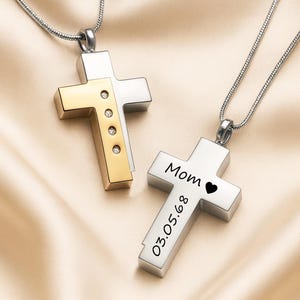 Cross Cremation Jewelry Urn Necklace for Human And Pet Ashes Necklace for Human Urn or Pet Urn with Funnel Kit and Keepsake Bag