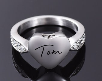 Cremation Ring Jewelry for Human Ashes or Pet Ashes Urn Ring Ashes Ring for Women Heart Shaped Mourning Ring Ashes Keepsake Ring