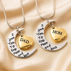 Moon Cremation Necklace with Heart Urn Pendant Cremation Jewelry for Ashes Necklace, Urn Necklace for Ashes Holder for Women