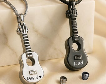Cremation Jewelry Guitar Urn Necklace for Human Ashes Necklace • Mourning Jewelry Urns for Human Ashes Jewelry • With Funnel Kit and Bag