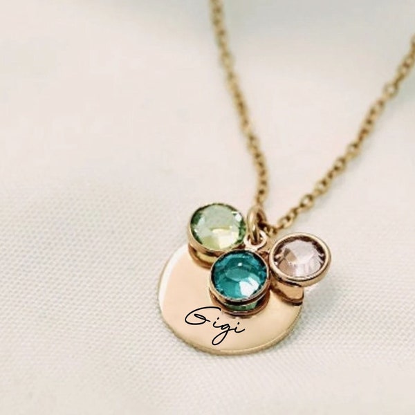 Gigi Necklace Personalized With Grandkids Birth Month Birthstones Gift for Mom Gift Grandma Handmade Jewelry Mothers Day Gifts For Grandma