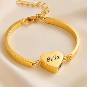 Personalized Heart Bracelet Cremation Jewelry for Human Ashes • Urn Bracelet for Ashes • Cremation Bracelet