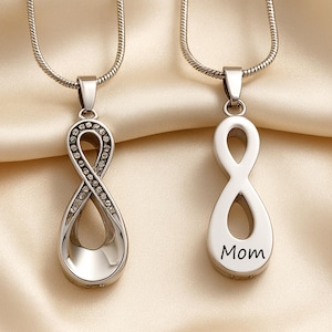 Infinity Urn Necklace Cremation Jewelry Ashes Necklace for Ashes • Urns for Human Ashes Keepsake or Pet Ashes Keepsake Urn Jewelry for Women