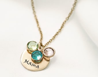 Necklace for Mom Mama Necklace Personalized With Kids Birth Month Birthstones Anniversary Gifts for Wife, Birthday, Christmas Gifts for Mom