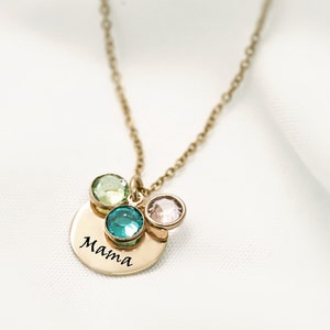 Necklace for Mom Mama Necklace Personalized With Kids Birth Month Birthstones Gift for Mom Gift For Grandma Christmas Gifts for Mom
