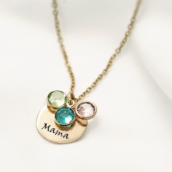 Necklace for Mom Mama Necklace Personalized With Kids Birth Month Birthstones Gift for Mom Gift For Grandma Mothers Day Gifts for Mom