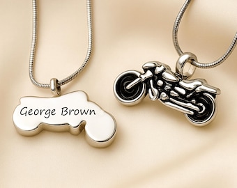Collar con urna, urna para motocicleta, joyería de cremación para hombres, collar de cremación, urna de cremación, joyería conmemorativa, collar de cenizas, collar de recuerdo