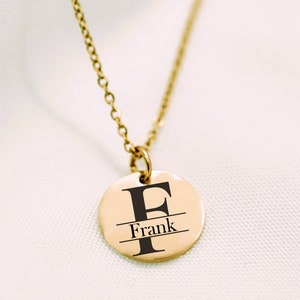 Men Name Necklace – Custom Necklace for Men – Initial or Monogram Tag Necklace, Letter Pendant, Men&#39;s Jewelry, Birthday Gift, Christmas Gift