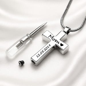 Cremation Jewelry Cross Urn Necklace for Men Cremation Jewelry for Men, Urn Necklace for Human Ashes Jewelry Ashes Keepsake Urn Jewelry