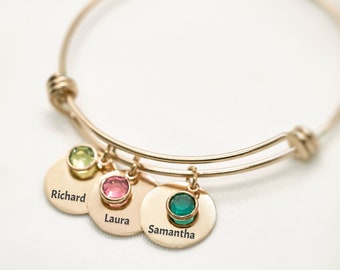 Personalisierte Geburtsstein Armband - Name Armband - Mama Armband - Geschenke für Sie - Oma Geschenk - Sympathie Geschenk - Armband mit Anhängern