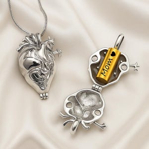 Urn Necklace for Human Ashes or Pet Ashes Cremation Jewelry Custom Mourning Jewelry Fillable Anatomical Heart Necklace Ashes Necklace