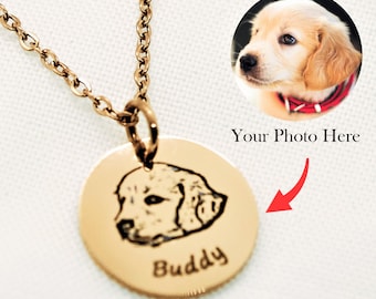 Custom Pet Portrait Necklace for Men or Women – Stainless Steel Dog Dad or Mom Memorial Jewelry