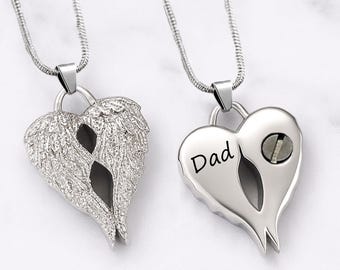 Urn Necklace For Human Ashes, Angel Wing Urn Necklace for Women, Custom Urn Ashes Jewelry Cremation Necklace for Ashes Urn Cremation Jewelry