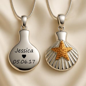 Seashell Urn Necklace, Cremation Jewelry for Ashes Necklace, Urns for Human Ashes, Cremation Necklace for Ashes Keepsake for Women