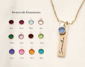 Name Necklace with Birthstone Mothers Day Gifts For Her