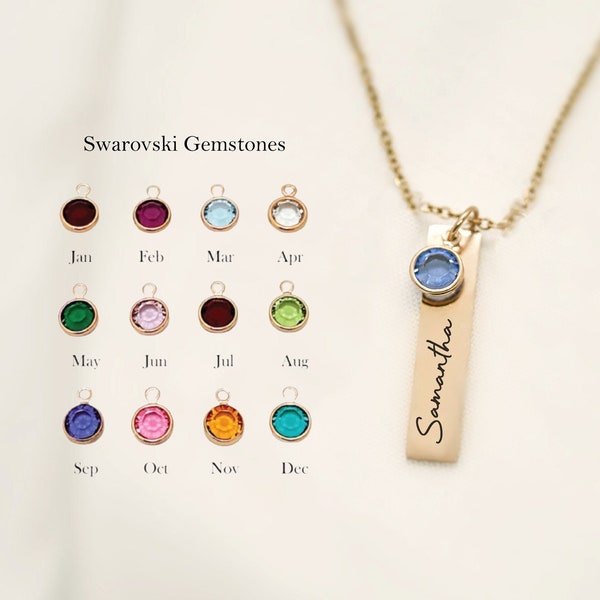 Name Necklace with Birthstone Mothers Day Gifts For Her