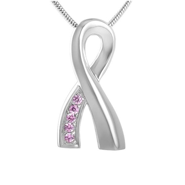 Personalized Breast Cancer Cremation Jewelry for Ashes, Ashes Holder for Women, Urn Necklace for Ashes, Cremation Necklace Grandma Mom