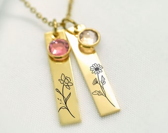 Collier pour maman avec enfants Collier de fleurs de naissance Collier pour maman avec enfants Collier de pierres de naissance pour maman Collier de fleurs de naissance Cadeaux pour la fête des Mères