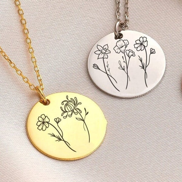 Multiple Birth Flower Necklace For Mom Necklace with Kids Birth Month Flower Necklace Mothers Day Gifts For Mothers Necklace Mama Necklace