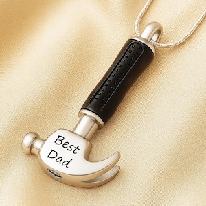 Urn Necklace for Human Ashes Hammer Cremation Jewelry Ashes Necklace For Men, Urn Cremation Necklace Ashes Jewelry with Funnel Kit and Bag image 1