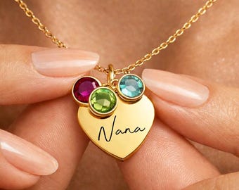 Nana Necklace Custom Nanny Jewelry, Birthday Gift for Nana or Grandmother, Personalized Christmas Gift for Grammy, Grandma, Nanny, Nonna