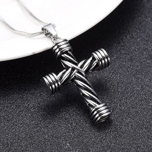 Personalized Cross Urn Cremation Jewelry for Ashes • Ashes Necklace for Men •Urn Necklace for Ashes • With Free Funnel Kit and Bag