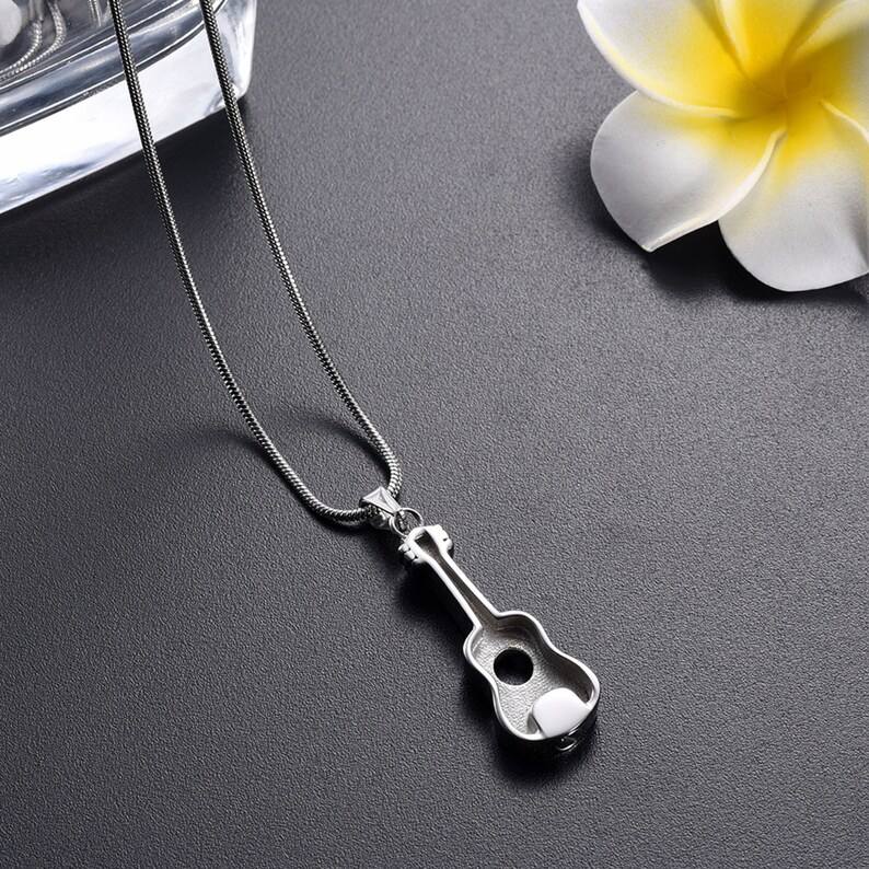 Personalized Guitar Urn Necklace \u2022 Cremation Jewelry for Ashes \u2022 Custom Musician Memorial Necklace \u2022 With Free Funnel Kit \u2022 A11