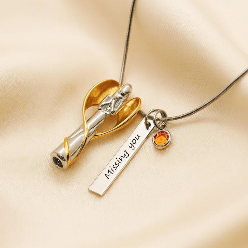 Cremation Jewelry For Ashes Human • Urns For Human Ashes • Mourning Jewelry • Urn Necklace • Memorial Jewelry • Guardian Angel Necklace GOLD