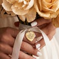 Custom Heart Bridal Bouquet Charm - Wedding Bouquet Charm, Personalized Memorial Gift for Bride, Message Engraved Disc Charm Pendant