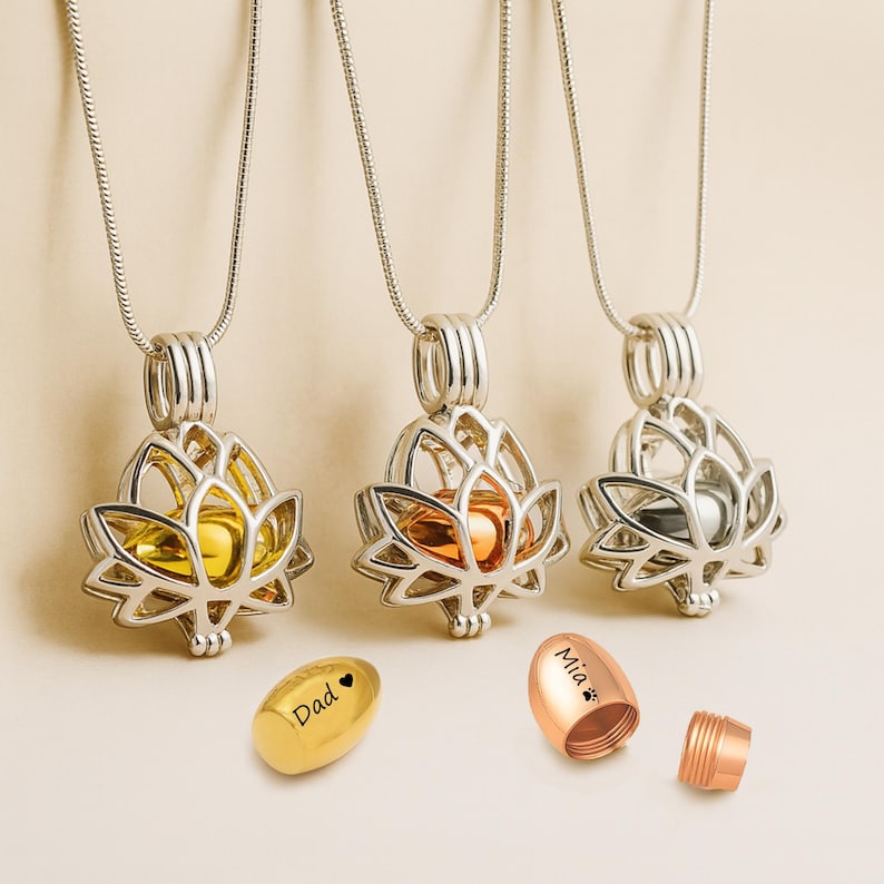 Cremation Jewelry Lotus Urn Necklace Pet Ashes Jewelry Pet Ashes Keepsake Necklace Urns for Human Ashes or Pet Urns - Large Capacity Urn image 7