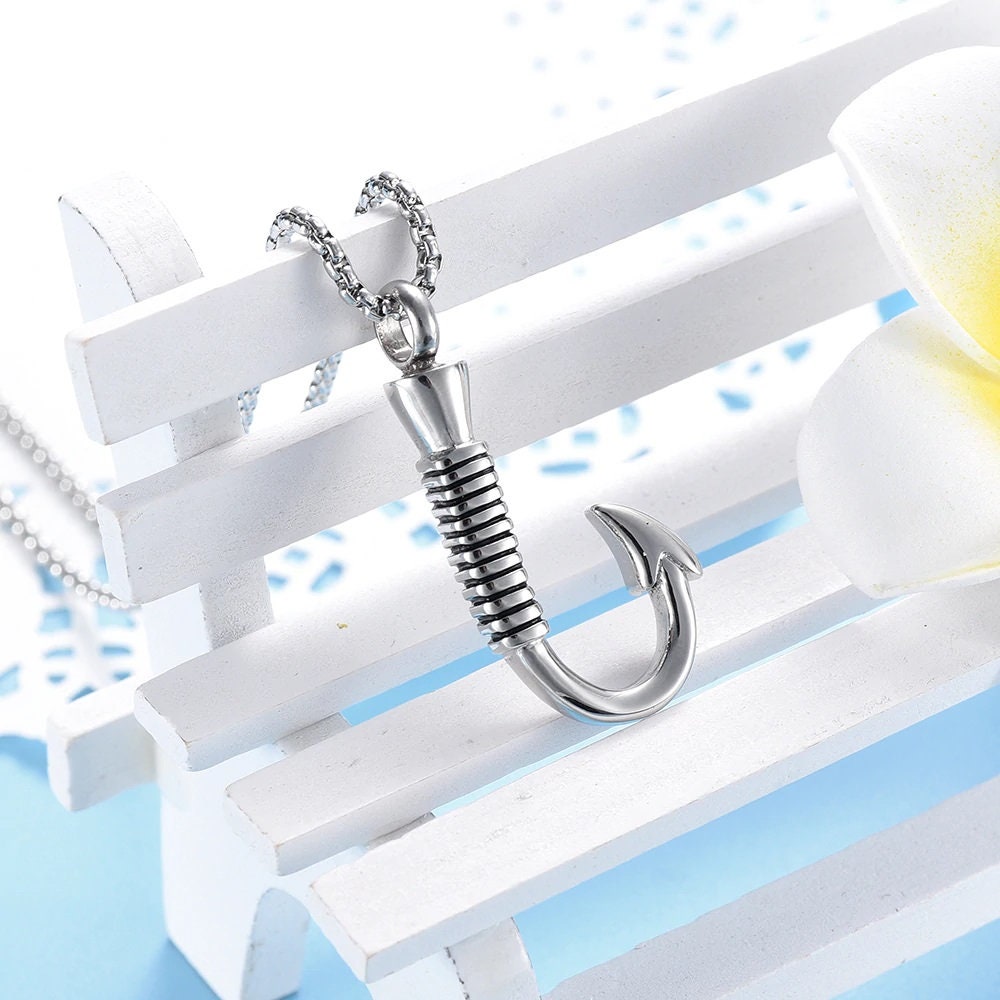 Personalized Fish Hook Necklace Cremation for Ashes Urn Etsy