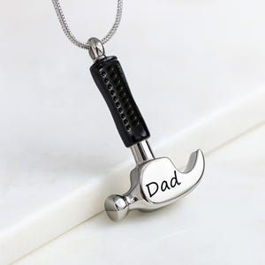 Urn Necklace for Human Ashes Hammer Cremation Jewelry Ashes Necklace For Men, Urn Cremation Necklace Ashes Jewelry with Funnel Kit and Bag image 3