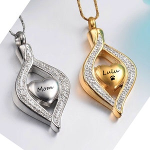 Teardrop Heart Urn Necklace Pendant for Ashes Cremation Jewelry Necklace for Ashes Pet Ashes Keepsake Dog Cremation Urn Pets Memorial