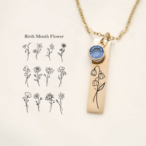 Personalized New Mom Necklace – Baby’s Birth Month Flower Jewelry, First Time Mom Gift, Birthday Gifts for Mom, Christmas Gifts for New Moms
