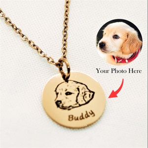 Pet Portrait Necklace – Custom Dog Portrait Jewelry – Pet Memorial Necklace, Dog Mom Gift, Pet Memorial Gift, Dog Memorial Jewelry for Her