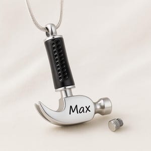 Urn Necklace for Human Ashes Hammer Cremation Jewelry Ashes Necklace For Men, Urn Cremation Necklace Ashes Jewelry with Funnel Kit and Bag image 8