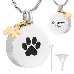 Personalized Dog Ashes Necklace • Cremation Jewelry • Custom Pet Urn Memorial Jewelry • Ashes Necklace • With Free Funnel Kit and Bag