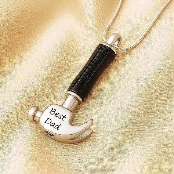 Urn Necklace for Human Ashes Hammer Cremation Jewelry Ashes Necklace For Men, Urn Cremation Necklace Ashes Jewelry with Funnel Kit and Bag