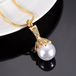 Personalized Vintage Pearl Silver Gold Cremation Jewelry for Ashes, Ashes keepsake for Women, Urn Necklace for Ashes, Cremation Necklace