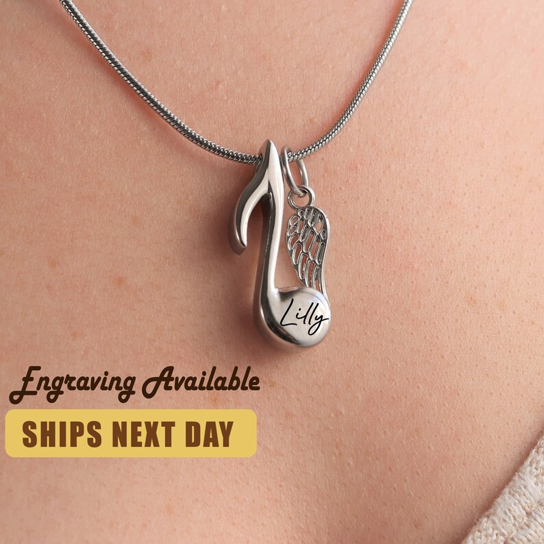 Personalized Music Note Cremation Jewelry Urn Necklace Etsy