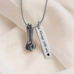 Cremation Jewelry Urn Necklace Ashes Necklace Cremation Jewelry For Men Personalized Wrench Ashes Keepsake - Includes Funnel Kit And Bag image 4