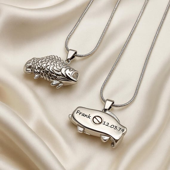 Firsh Urn Necklace For Human Ashes Urns Cremation Jewelry Fish Ashes Necklace Personalized Ashes Jewelry Includes Funnel Kit And Bag