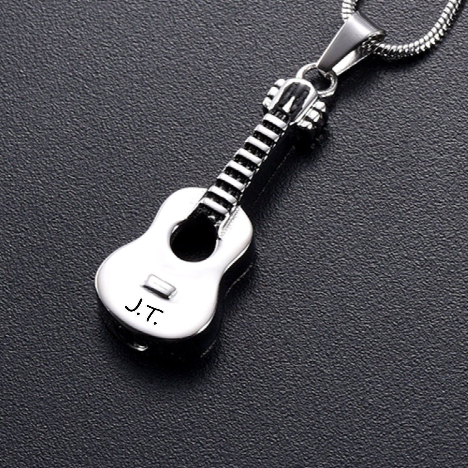 Acoustic Guitar Dog Tag SS Urn Necklace - Perfect Memorials