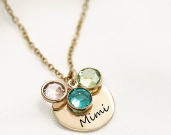 Mimi Necklace Personalized With Grandkids Birth Month Birthstone Gift for Mimi Gift Grandma Handmade Jewelry Mothers Day Gifts For Grandma