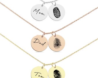 Fingerprint Necklace – Fingerprint Jewelry – Memorial Necklace, Custom Engraved Jewelry, Custom Necklace, Remembrance or Sentimental Gift