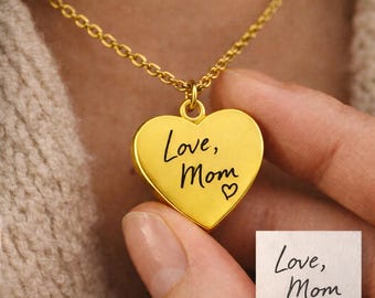 Handwriting Necklace Engraved Handwriting Jewelry or Custom Signature Necklace Personalized Gift for Mom or Her, Christmas Gifts