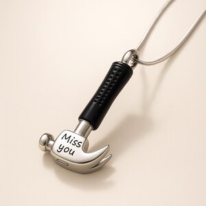 Urn Necklace for Human Ashes Hammer Cremation Jewelry Ashes Necklace For Men, Urn Cremation Necklace Ashes Jewelry with Funnel Kit and Bag image 2