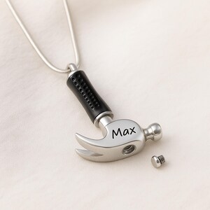 Urn Necklace for Human Ashes Hammer Cremation Jewelry Ashes Necklace For Men, Urn Cremation Necklace Ashes Jewelry with Funnel Kit and Bag image 4
