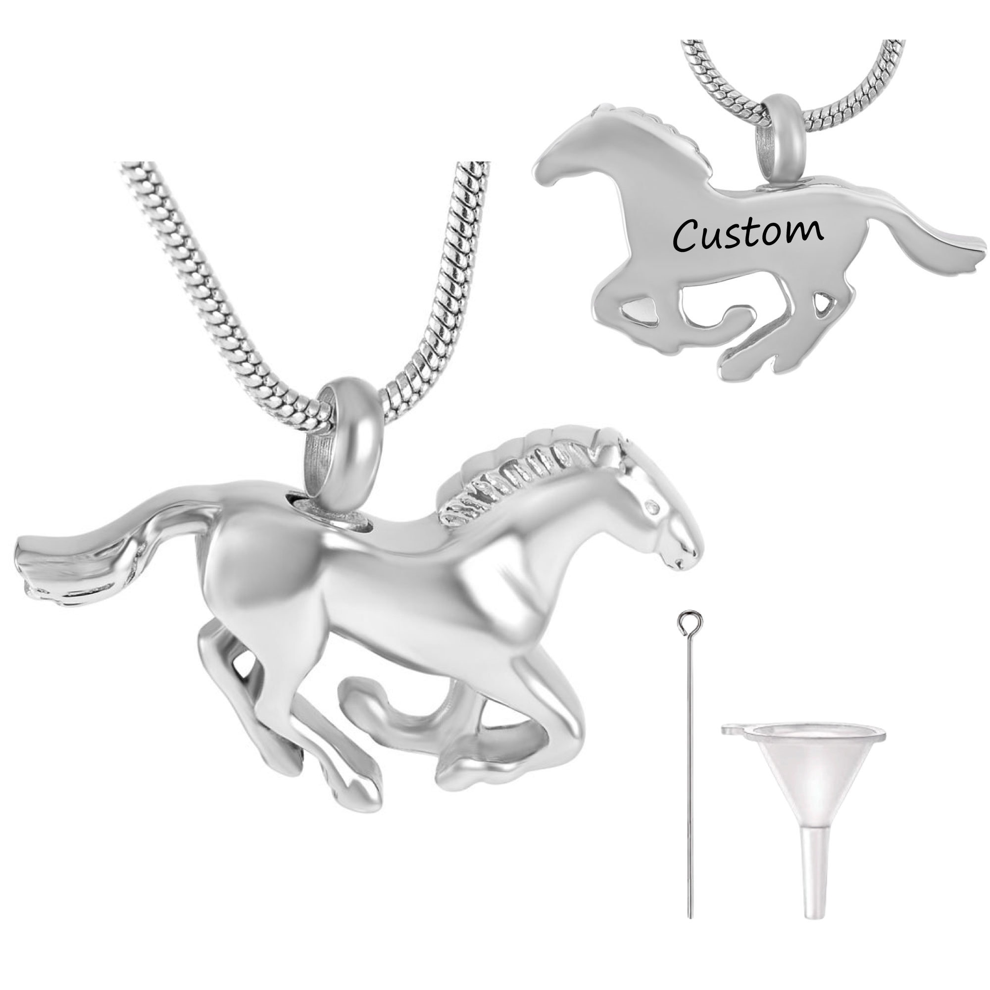 Personalized Horse Necklace Cremation Jewelry Urn Necklace Custom Pet Urn  Memorial Jewelry Ashes Necklace With Free Funnel Kit 