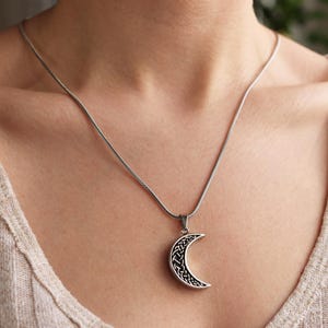 Vintage Moon Urn Necklace Cremation Jewelry Ashes Necklace for Human Ashes or Pet Ashes Cremation Necklace for Ashes Pet Ashes Necklace image 3